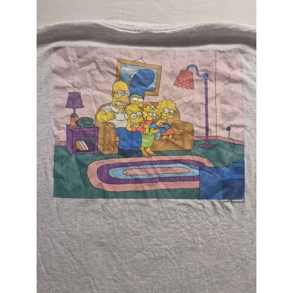 The Simpsons Family Couch Gag Graphic T-Shirt Gray Medium
